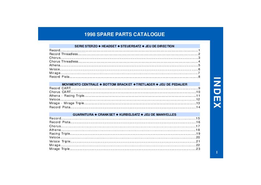 1998 Campagnolo Spare Parts Catalog
