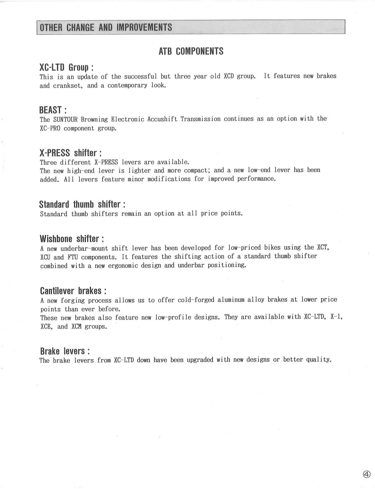 Other Changes and Improvements : ATB components