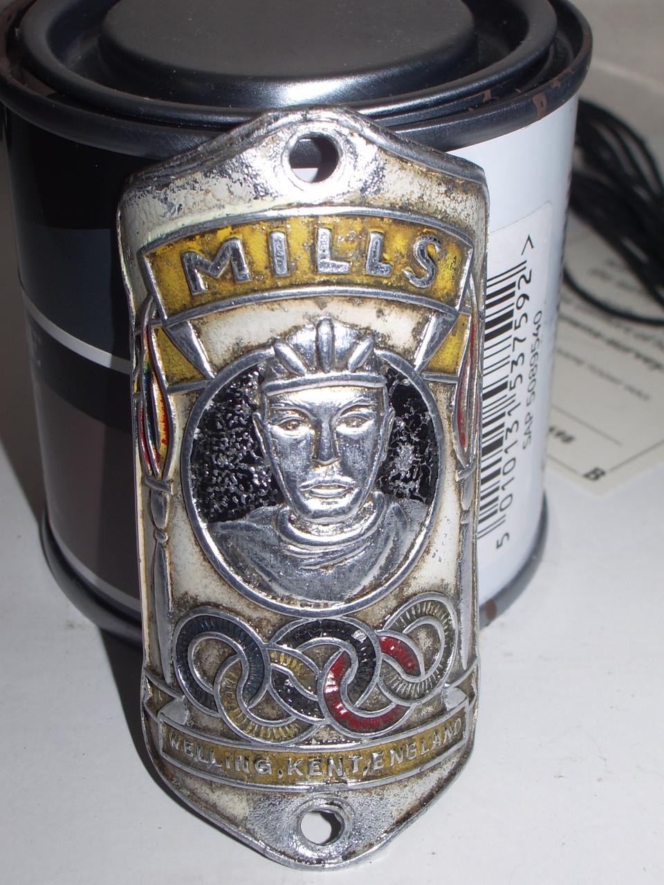 A F Mills of Welling Kent head badge
