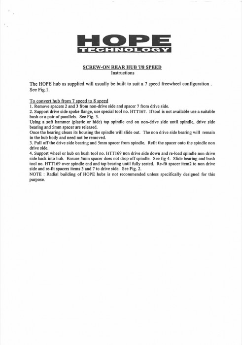 Screw-on rear hub 7 / 8 speed instructions