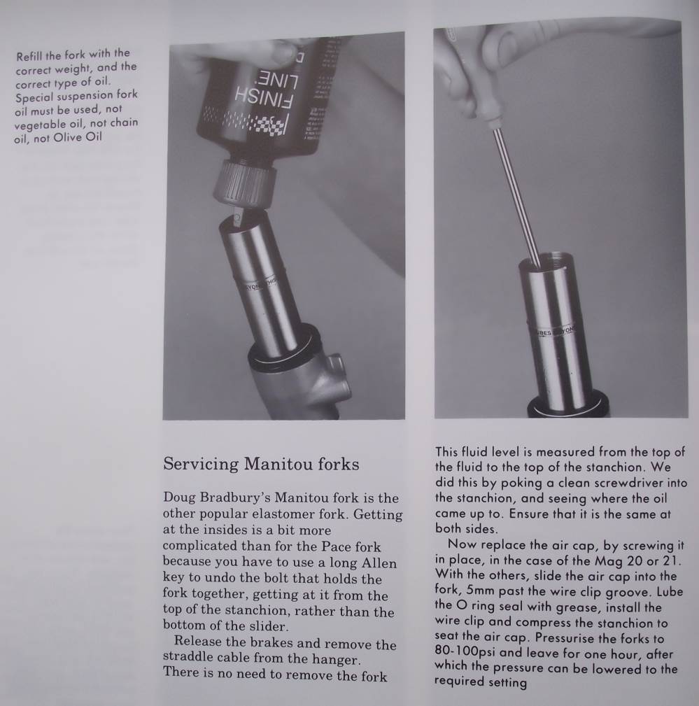 Servicing Rock Shox (MAG).  Servicing Manitou forks