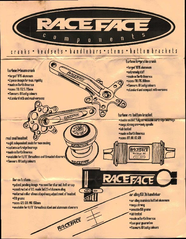 RaceFace 1995 Cutsheet