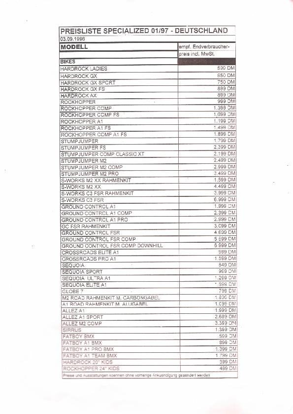 Specialized Catalogue 1997