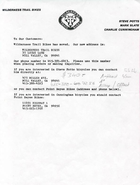 WTB letter 1986