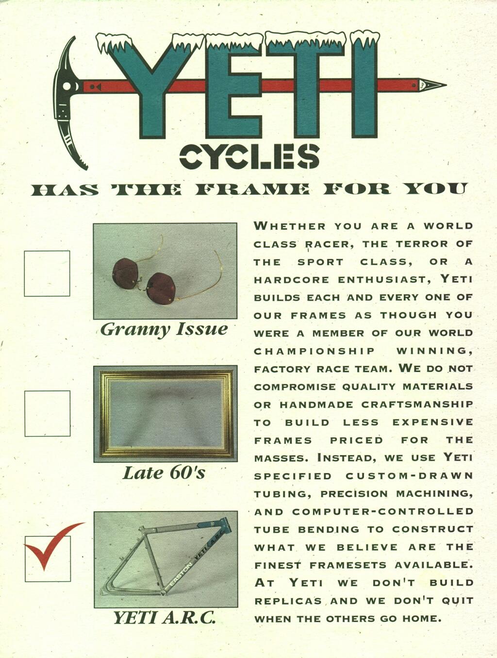 Yeti Catalogue 1993