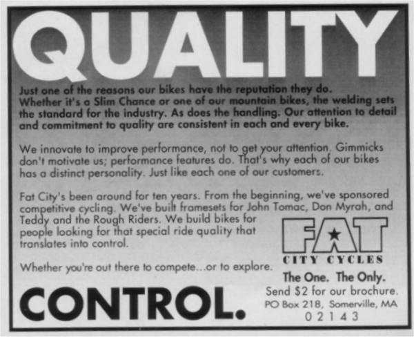 Fat Chance Advert MBA October 1992