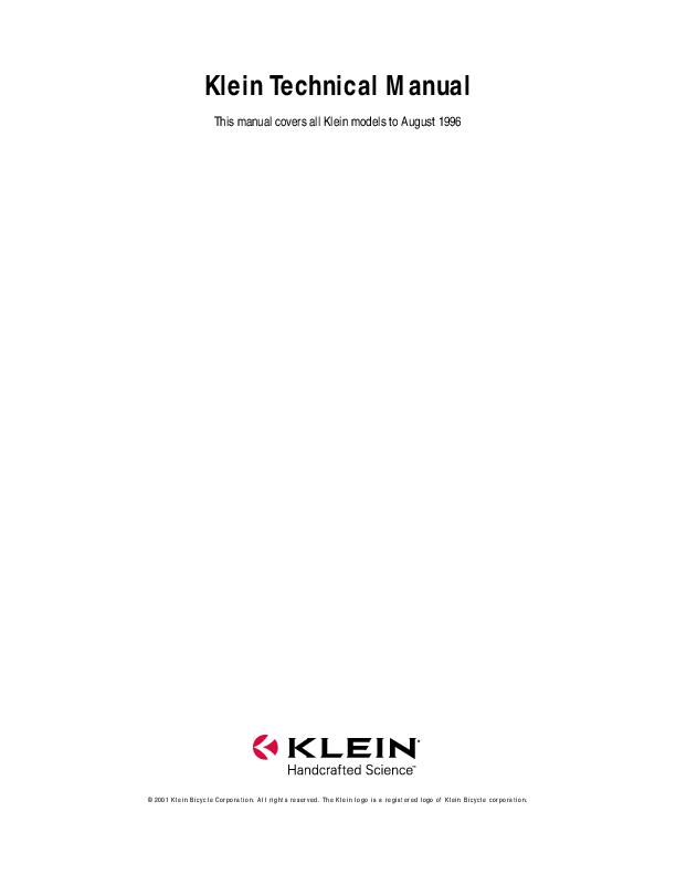 Klein Technical Manual 1996