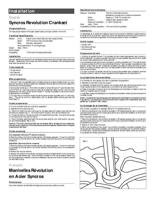 syncros Revolutions Manual