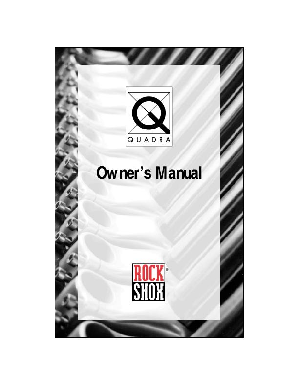 Rock Shox QUADRA Owners Manual 1996