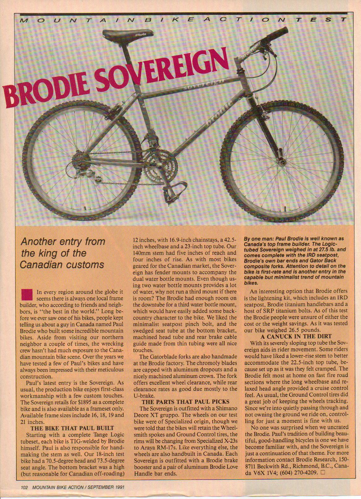Brodie Sovereign MBA September 1991