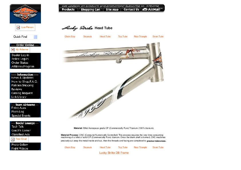 Airborne Lucky Strike Late 2000 DB - Head Tube