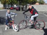 me and my son off for a spin on the old gt and my old bmx